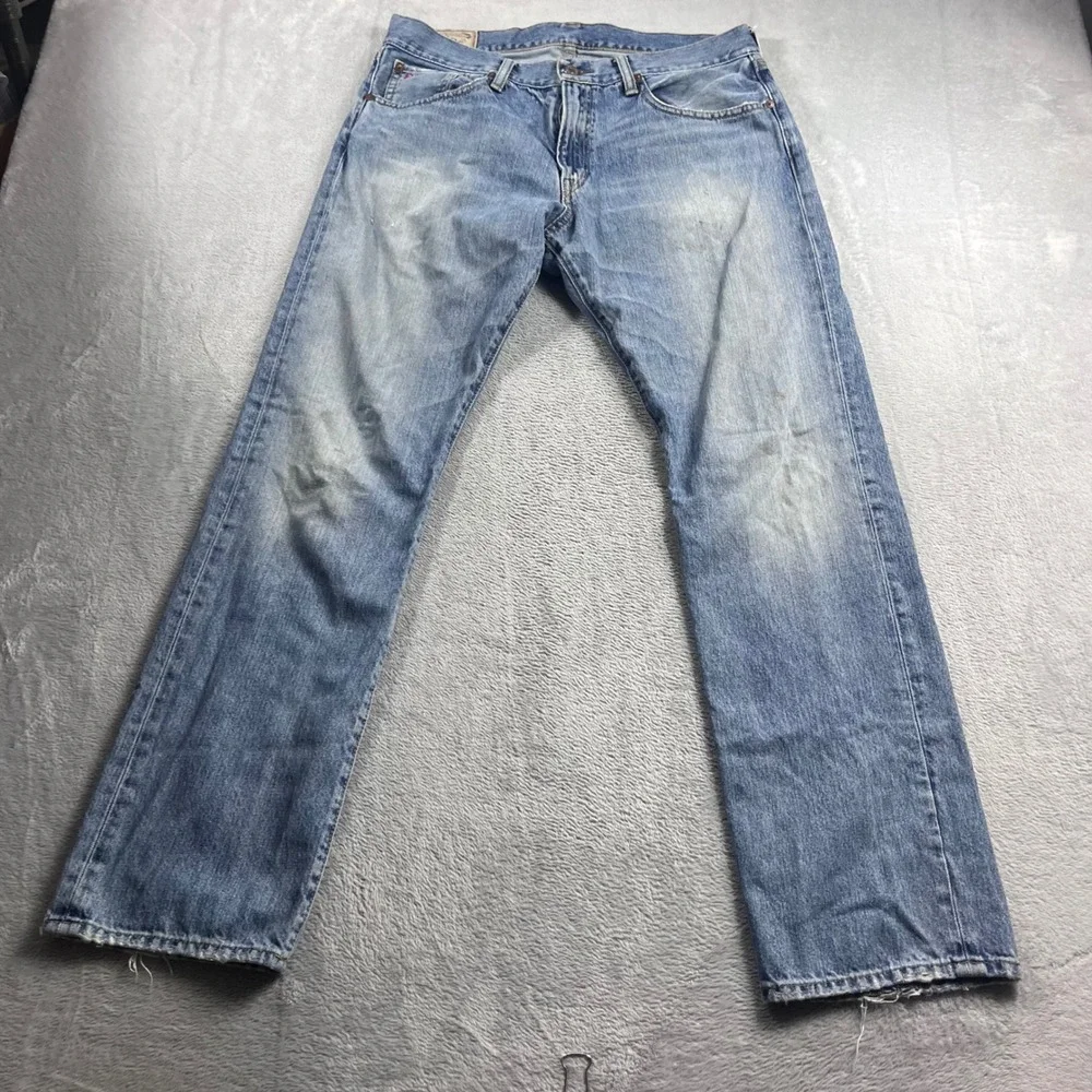 Polo Ralph Lauren Hampton Straight Jeans Mens 32x32 Light Wash Blue Denim RL